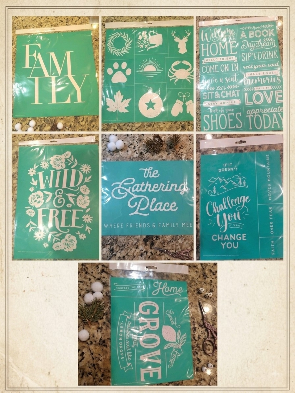 Chalk Couture Silk Screen Tranfer Stencil Paint Craft Signs DIY Lot Of 7 NEW